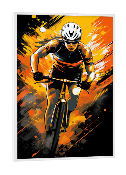 Poster mit weißem Rahmen "Cycling Orange 2 (matart)" artboxONE - Sport - Cycling,Bike,Biker,Bikers,Bicycle,Cyclers,Sport,Racing,Orange,Modern