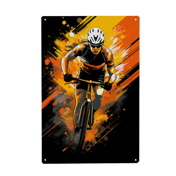 Metall Poster "Cycling Orange 2 (matart)" artboxONE - Sport - Cycling,Bike,Biker,Bikers,Bicycle,Cyclers,Sport,Racing,Orange,Modern - Blechschild