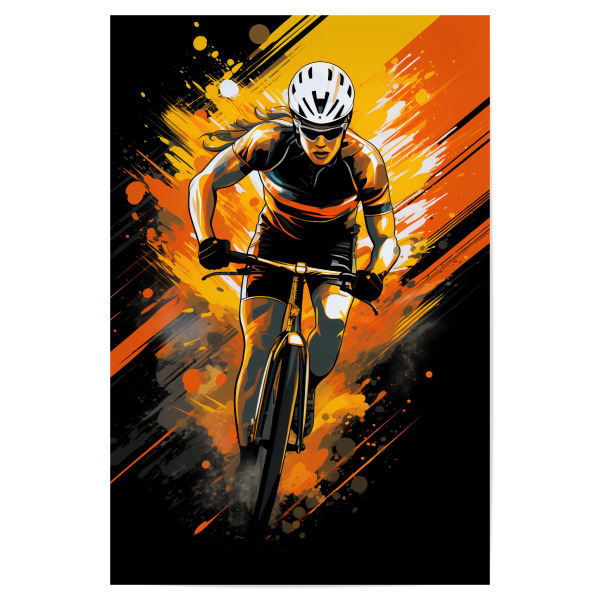 Poster "Cycling Orange 2 (matart)" artboxONE - Sport - Cycling,Bike,Biker,Bikers,Bicycle,Cyclers,Sport,Racing,Orange,Modern