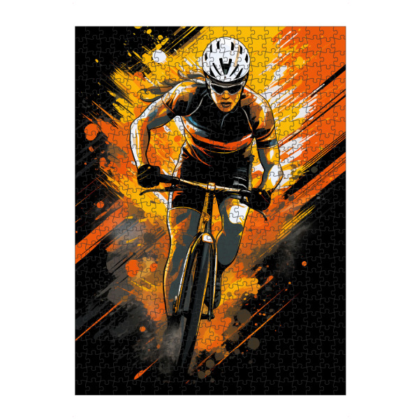 artboxONE Puzzle "Cycling Orange 2 (matart)" artboxONE - Sport - Cycling,Bike,Biker,Bikers,Bicycle,Cyclers,Sport,Racing,Orange,Modern