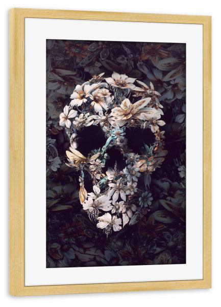 Poster mit Rahmen kiefer "Steampunk-Schädel" artboxONE - Natur,Floral,Abstrakt,Halloween
