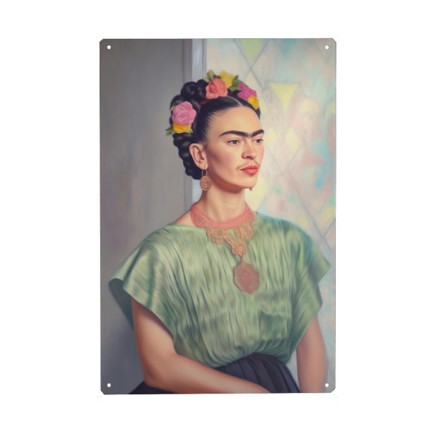 Metall Poster "Elegante Frida" artboxONE - Floral,Menschen,Fashion
