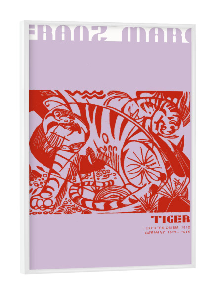 Poster mit weißem Rahmen "Marc - Tiger - Violett" artboxONE - Typografie,Natur,Tiere