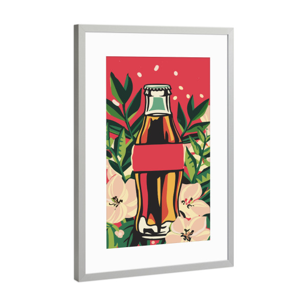 Poster mit Rahmen Silber "Soda floral illustration" artboxONE - Floral,Abstrakt - Illustration,Coca cola,Floral,Flowers,Fantasy,Magical