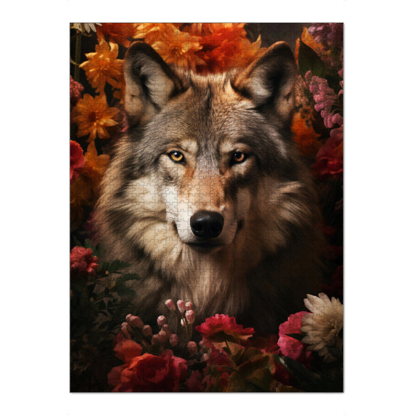 Puzzle Ravensburger "Wolf Flowers 4 (matart)" artboxONE - Floral,Tiere - Wolf,Wölfe,Tier,Tiere,Natur,Wild,Blumen - Bild wolf