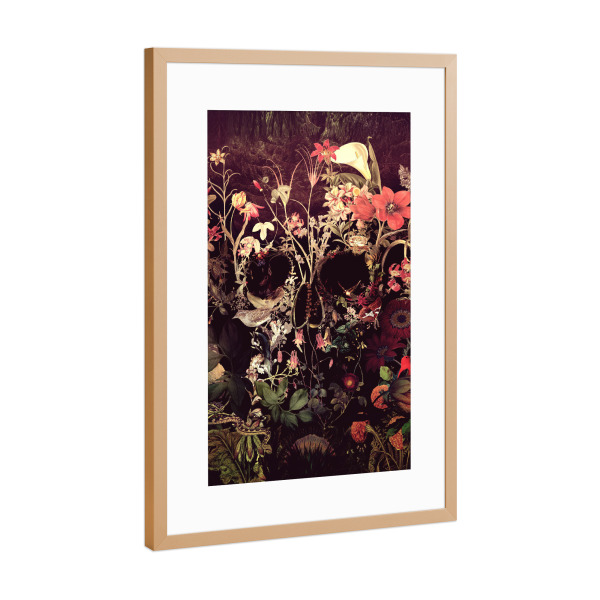 Poster mit Rahmen Kupfer "Blütenschädel" artboxONE - Natur,Floral,Abstrakt,Halloween
