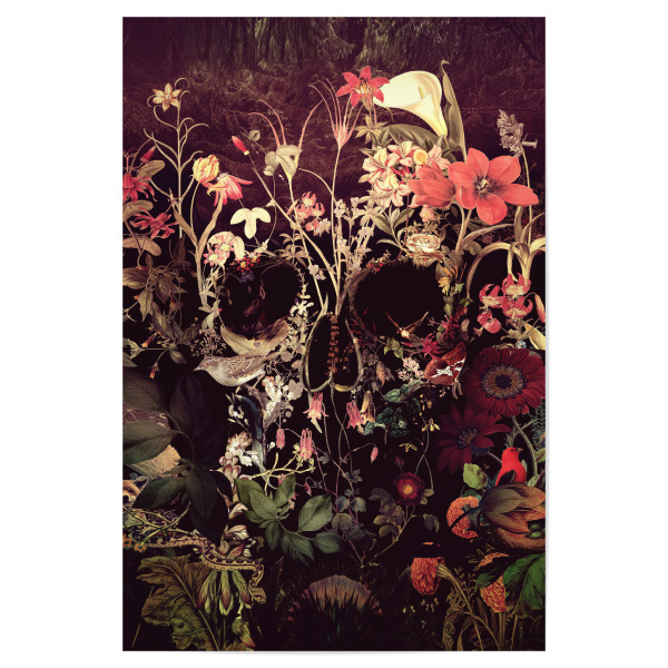 Poster 30x20 cm "Blütenschädel" artboxONE - Natur,Floral,Abstrakt,Halloween