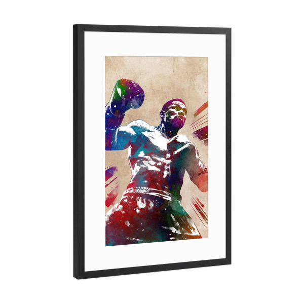 Poster mit Rahmen Schwarz (Metallic) "Boxsport Kunst E" artboxONE - Sport - Box,Boxer,Boxen,Sport,Kämpfer