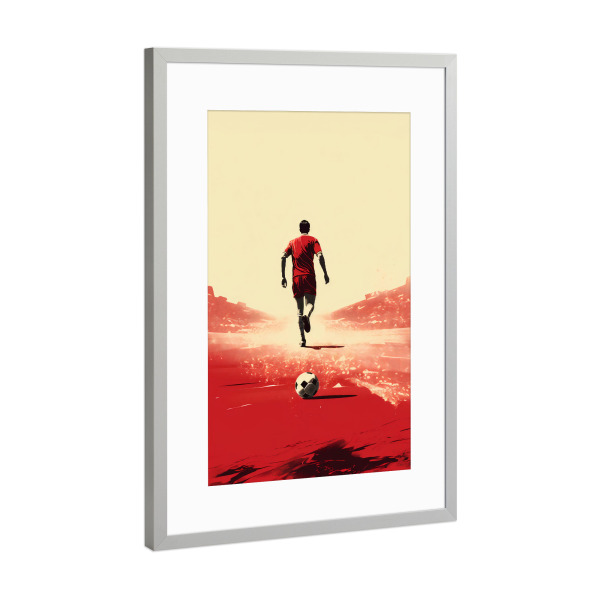 Poster mit Rahmen Silber "Football Vintage Retro 5 (matart)" artboxONE - Sport / Fußball