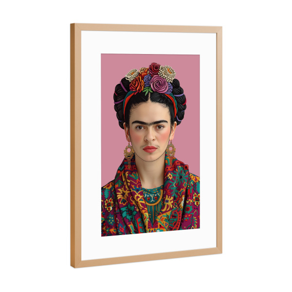 Poster mit Rahmen Kupfer "Frida Klassisch-Elegant-rosa" artboxONE - Floral,Menschen,Fashion