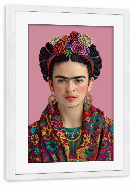 Poster mit Rahmen weiß "Frida Klassisch-Elegant-rosa" artboxONE - Floral,Menschen,Fashion