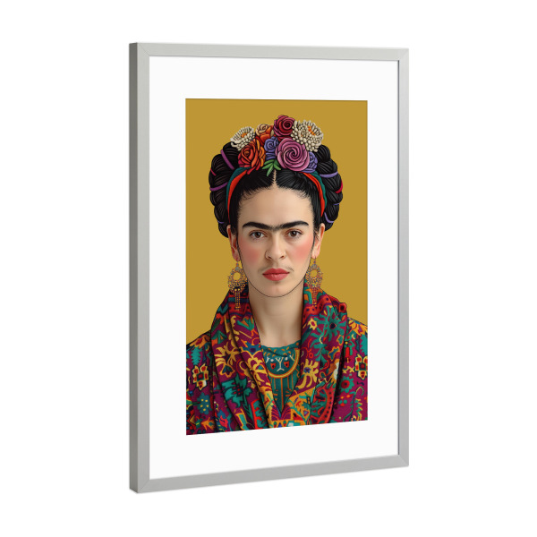 Poster mit Rahmen Silber "Frida Klassisch-Elegant" artboxONE - Floral,Menschen,Fashion