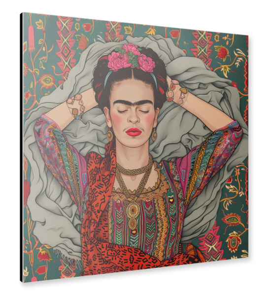 Alu-Dibond "Blumige Volkskunst Frida" 30x30 cm artboxONE