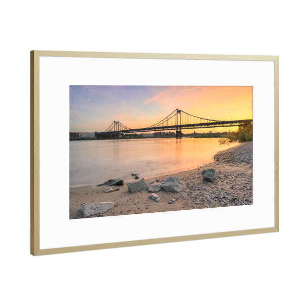 Poster mit Rahmen Gold "Rheinbrücke in Krefeld-Uerdingen" artboxONE - Städte,Reise,Architektur