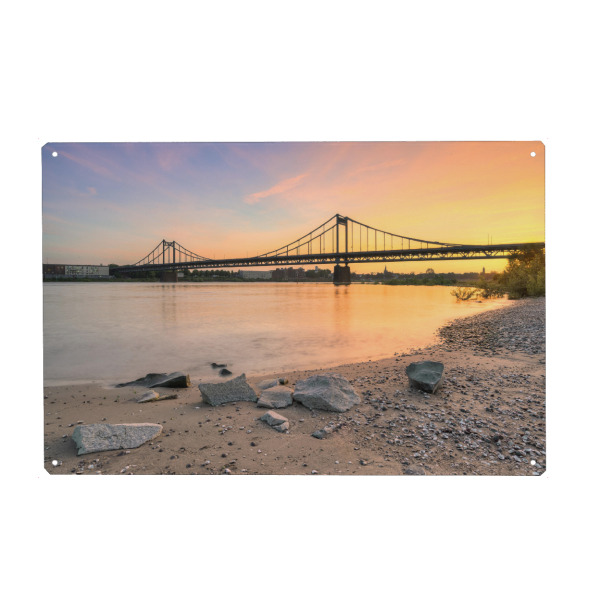 Holzbild "Rheinbrücke in Krefeld-Uerdingen" artboxONE - Städte,Reise,Architektur