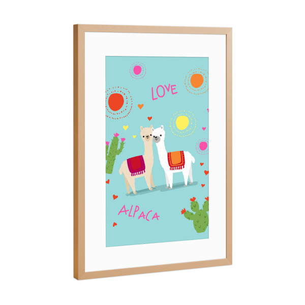 Poster mit Rahmen Kupfer "Alpaka Love" artboxONE - Für Kinder,Tiere
