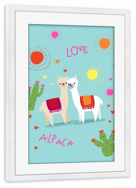 Poster mit Rahmen weiß "Alpaka Love" artboxONE - Für Kinder,Tiere