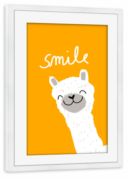 Poster mit Rahmen weiß "Smile Alpaka" artboxONE - Für Kinder,Tiere
