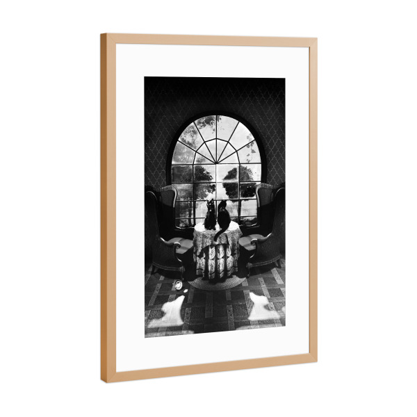Poster mit Rahmen Kupfer "Raumschädel" artboxONE - Tiere,Abstrakt,Schwarzweiß,Fiktion,Halloween