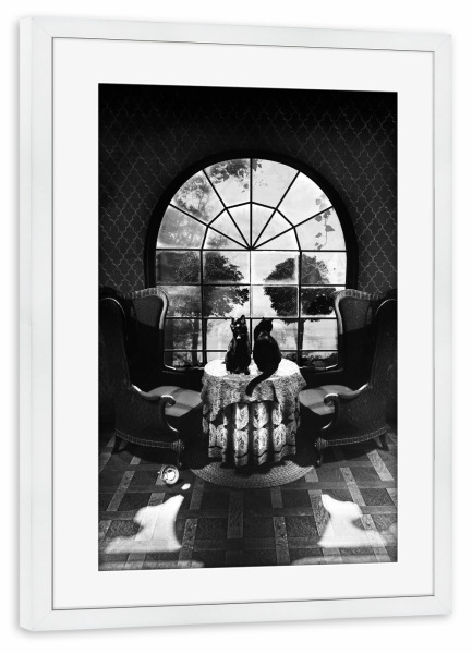 Poster mit Rahmen weiß "Raumschädel" artboxONE - Tiere,Abstrakt,Schwarzweiß,Fiktion,Halloween