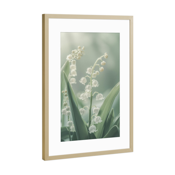 Poster mit Rahmen Gold "Zarte Maiglöckchen" artboxONE - Natur,Floral