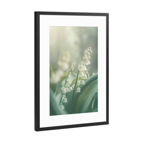 Poster mit Rahmen Schwarz (Metallic) "Romantische Maiglöckchen" artboxONE - Natur,Floral