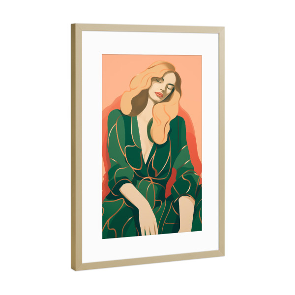 Poster mit Rahmen Gold "Feminine ruhe Pause" artboxONE - Menschen,Fashion