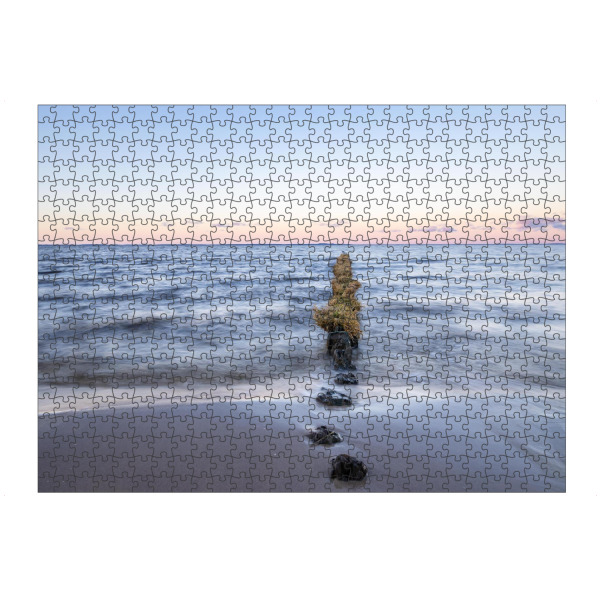 Puzzle Ravensburger "Wellen und Buhnen" artboxONE - Natur - Wasser,Meer,Buhnen,Himmel,Farben,Sonnenuntergang - Bild wasser