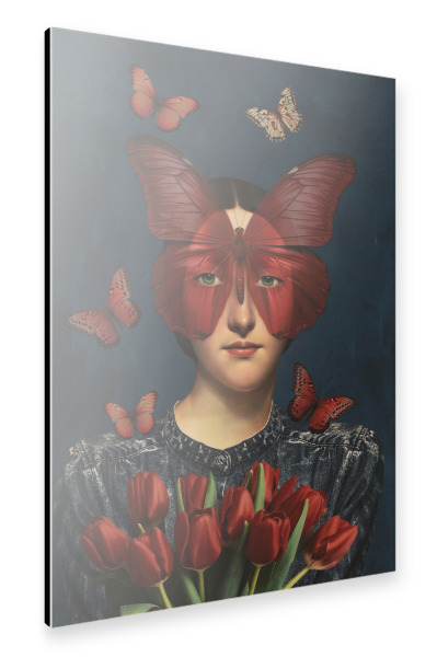 Alu-Dibond "Rote Schmetterlinge von TAS" 30x20 cm artboxONE