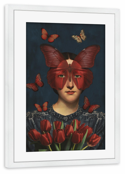 Poster mit Rahmen weiß "Rote Schmetterlinge von TAS" artboxONE - Natur,Floral,Tiere