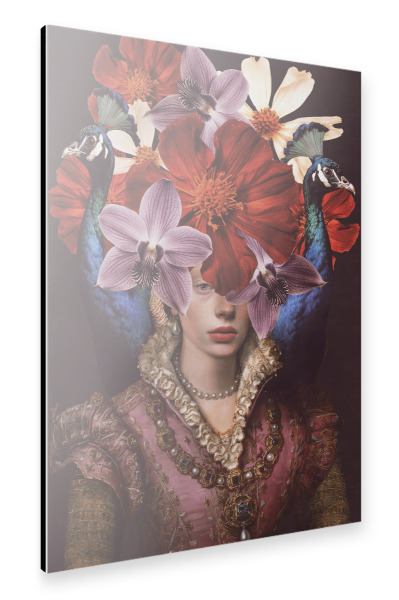 Alu-Dibond "Dame und Pfauen von TAS" 30x20 cm artboxONE