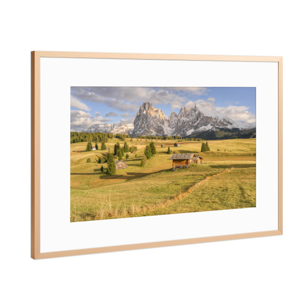 Poster mit Rahmen Kupfer "Die Seiser Alm im Herbst" artboxONE - Natur,Reise,Reise / Länder