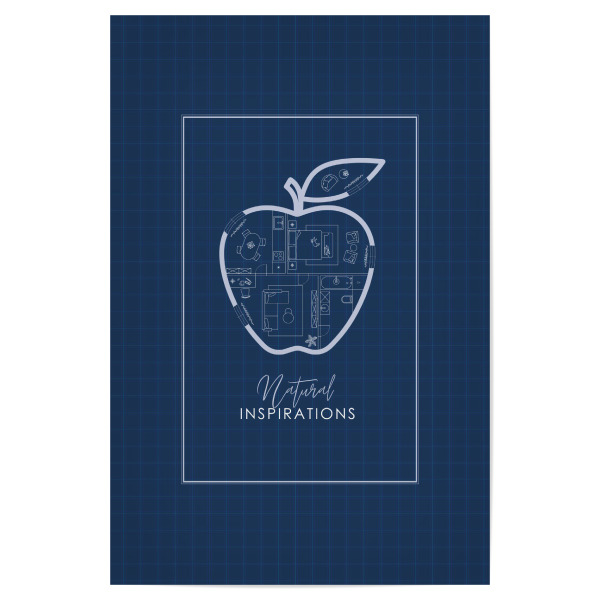 Poster "Apple Konstruktionszeichnung blau" artboxONE - Natur,Architektur,Essen & Trinken / Obst & Gemüse