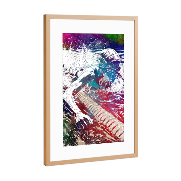 Poster mit Rahmen Kupfer "Schwimmsport Kunst D" artboxONE - Sport,Sport / Sommerspiele - Schwimmen,Schwimmbad,Schwimmer,Sport,Grafik