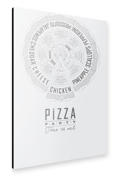 Alu-Dibond "Illustration einer Pizza-Party" 30x20 cm artboxONE
