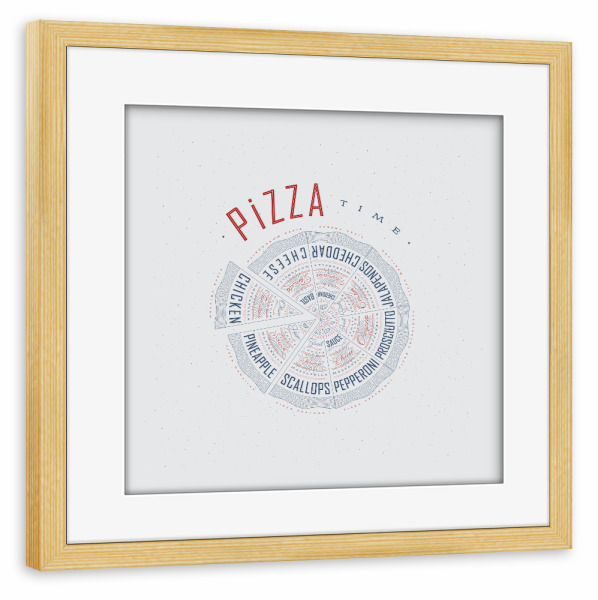 Poster mit Rahmen kiefer "Illustration Pizzazeitfarbe" artboxONE - Essen & Trinken