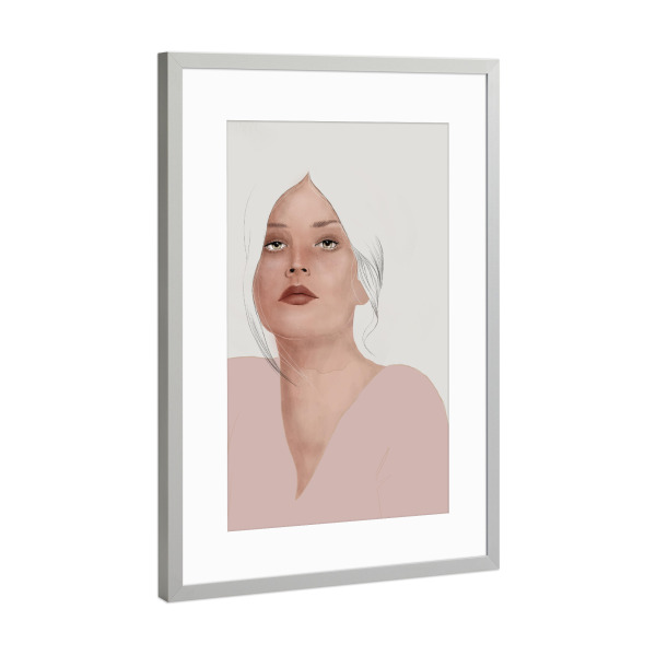 Poster mit Rahmen Silber "The Pink Lady" artboxONE - Fashion