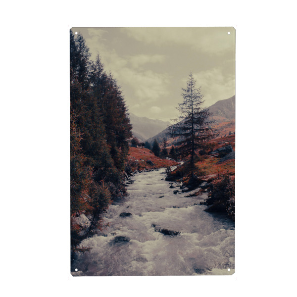 Holzbild "Gebirgsfluss" artboxONE - Natur - Fluss,Berg,Italien,Dolomiten,Natur,Trekking,Fernweh,Erkundung