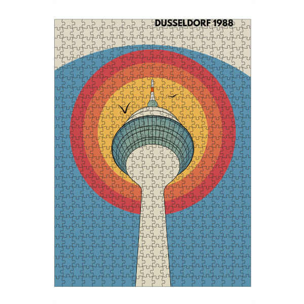 Puzzle Ravensburger "Düsseldorf Rheinturm 1988 - Retro" artboxONE - Architektur,Städte / Düsseldorf