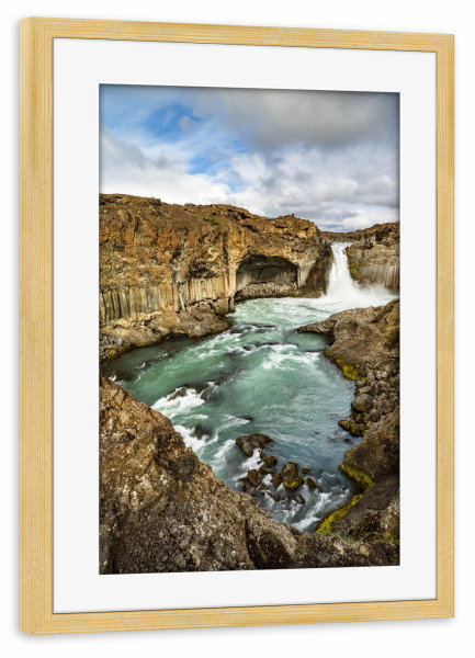 Poster mit Rahmen kiefer "Wasserfall in Island" artboxONE - Natur,Reise,Reise / Länder