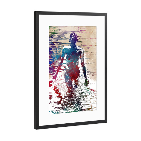 Poster mit Rahmen Schwarz (Metallic) "Schwimmsportkunst F" artboxONE - Sport,Sport / Sommerspiele