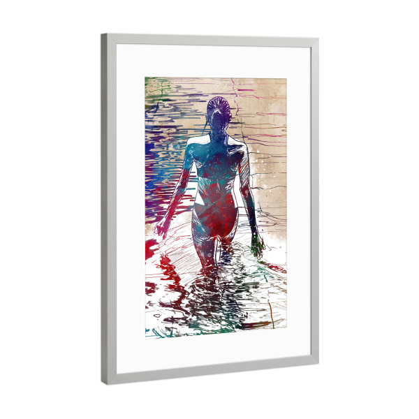 Poster mit Rahmen Silber "Schwimmsportkunst F" artboxONE - Sport,Sport / Sommerspiele - Schwimmer,Schwimmen,Schwimmbad,Sport,Grafik,Schwimmen