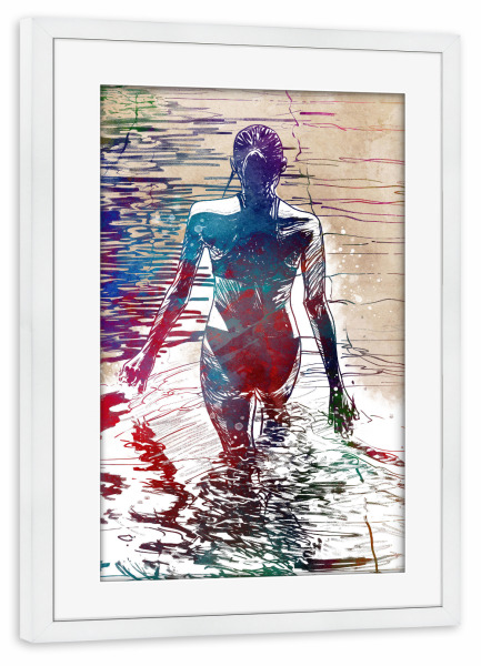 Poster mit Rahmen weiß "Schwimmsportkunst F" artboxONE - Sport,Sport / Sommerspiele - Schwimmer,Schwimmen,Schwimmbad,Sport,Grafik,Schwimmen