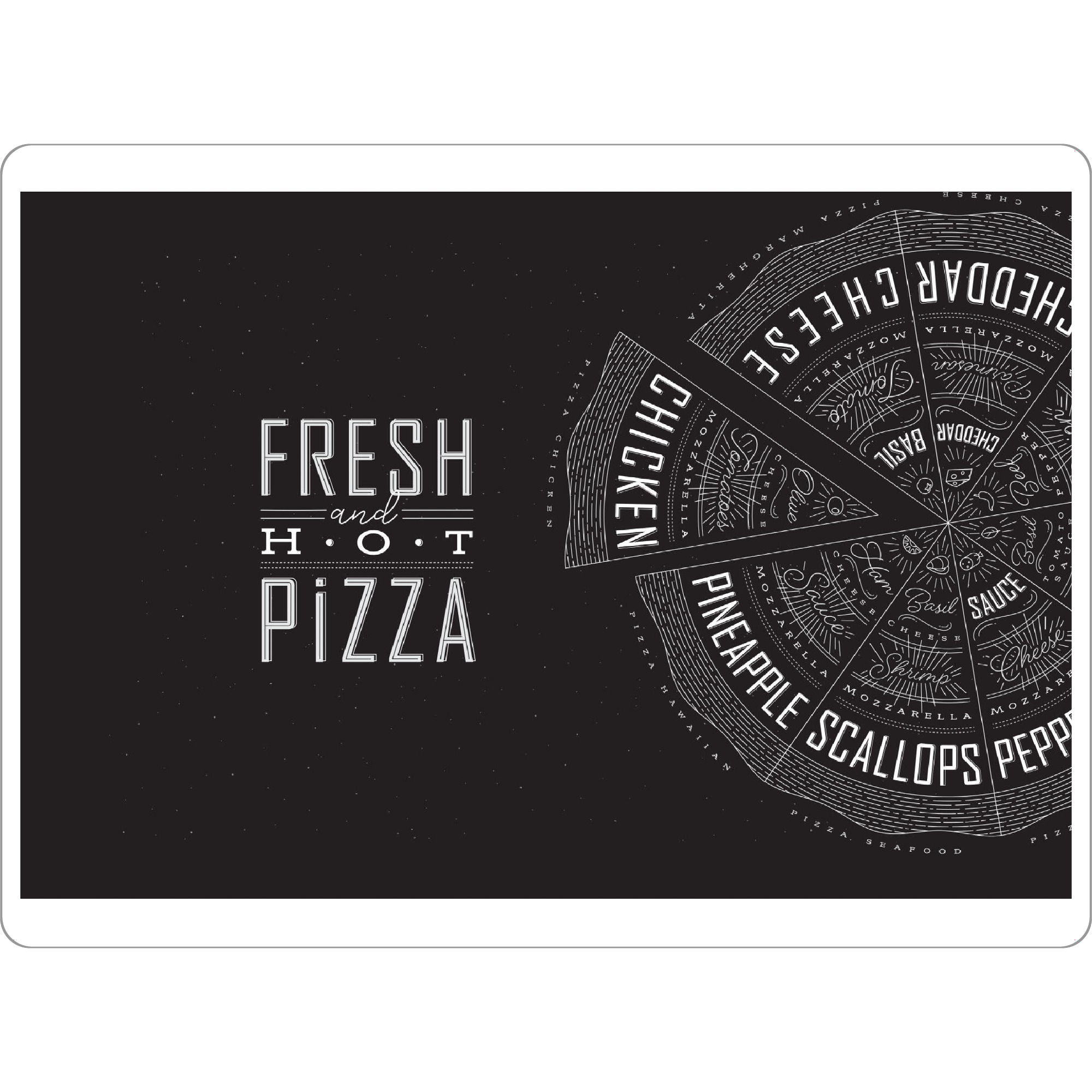 Tischset "Illustration frische Pizza schwarz" artboxONE - Essen & Trinken