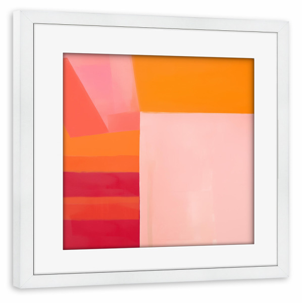 Poster mit Rahmen weiß "Orange Abstrakte Komposition" artboxONE - Abstrakt,Architektur,Geometrie
