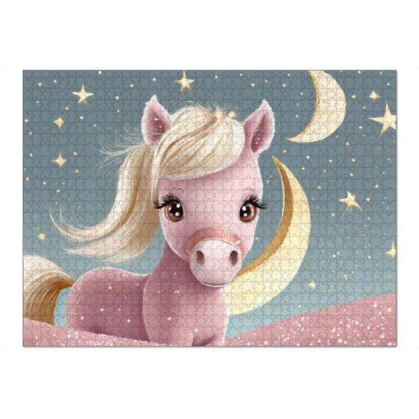 Puzzle Ravensburger "Kleines Pony in pink" artboxONE - Für Kinder - Mond,Langhaar,Stern,Blond,Gold,Pferde,Kinderzimmer,Niedlich,Klein,Pony,Rosa