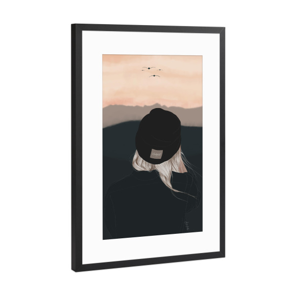 Poster mit Rahmen Schwarz (Metallic) "Sehnsucht nach der Ferne" artboxONE - Reise,Menschen