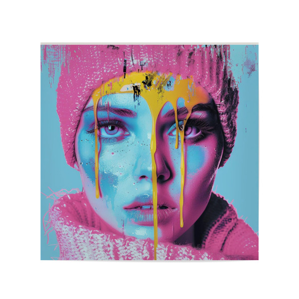 Poster 20x20 cm "SCHMELZENDES GESICHT POPART" artboxONE - Menschen,Fashion,Für Mama - Eis,Schmelzen,Gesicht,Porträt,Blau