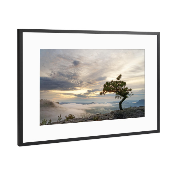 Poster mit Rahmen Schwarz (Metallic) "Elbsandsteingebirge am Abend" artboxONE - Natur,Reise