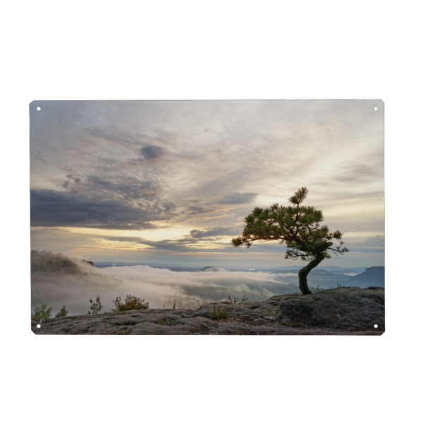 Metall Poster "Elbsandsteingebirge am Abend" artboxONE - Natur,Reise